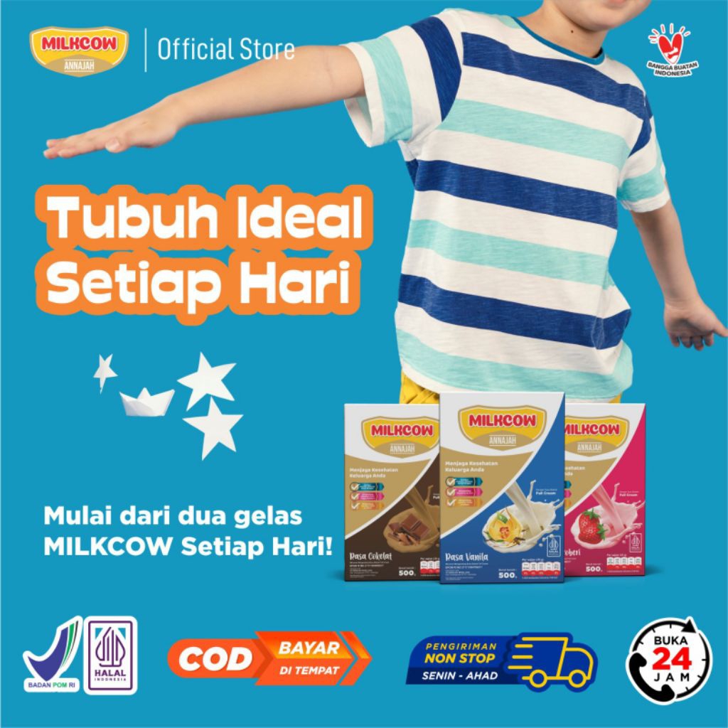 MILKCOW Susu Gemuk Ampuh 100% . Susu Sapi Fullcream Bpom Dan Halal 500 Gram