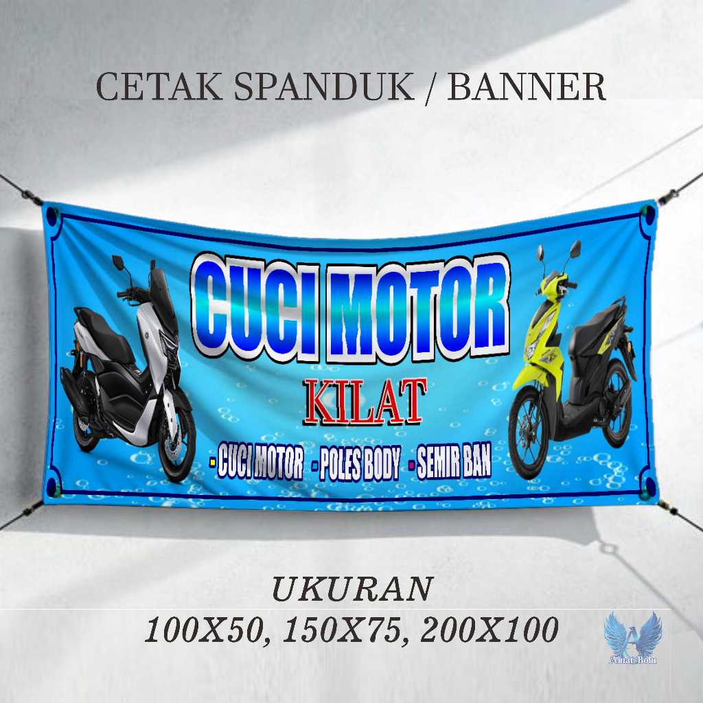 Cetak Spanduk Banner  CUCI MOTOR Costom Desain