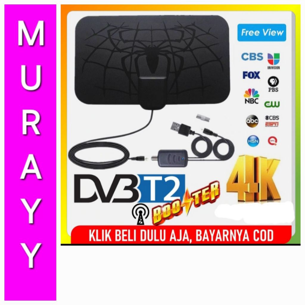 ANTENA TV DIGITAL DVBT2 Antena indoor Dengan Booster tempel dinding antene dalam LED TV