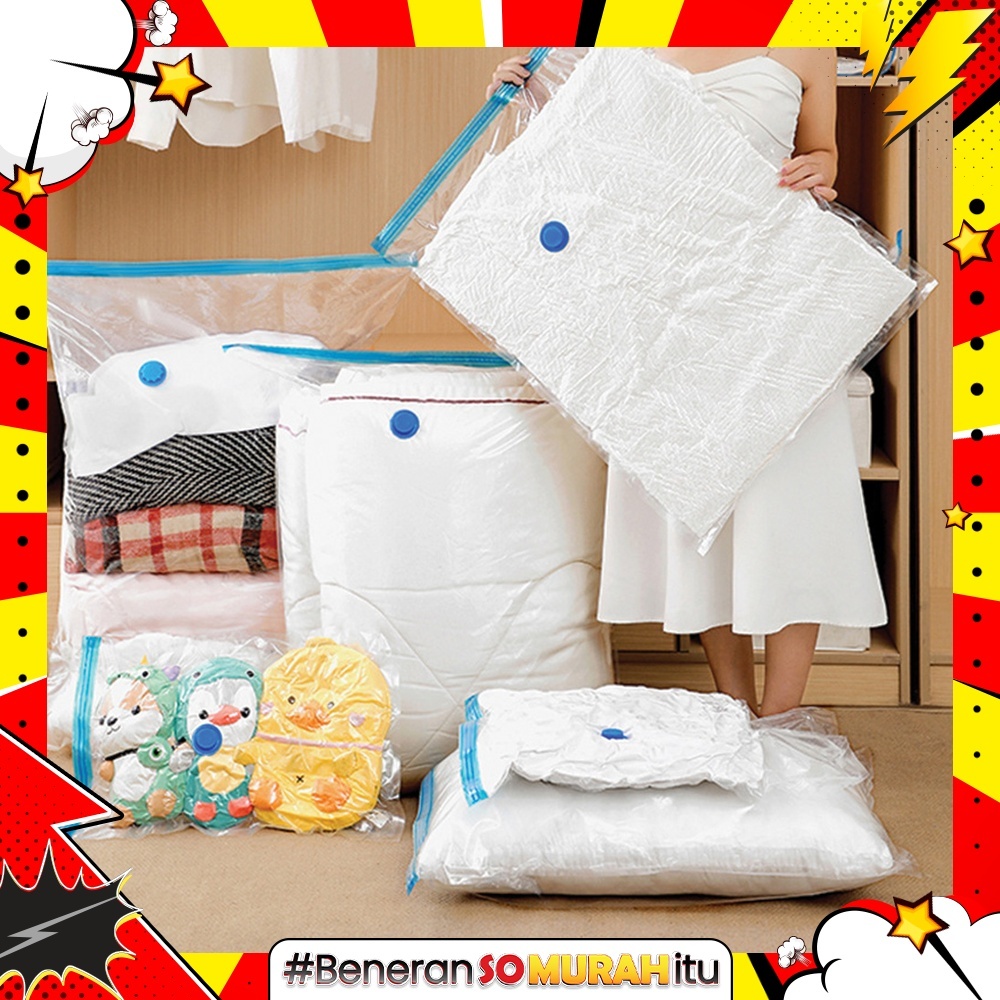 Plastik Vakum Baju Laundry Selimut Bedcover Boneka Pompa Manual Vacum Bag Travel
