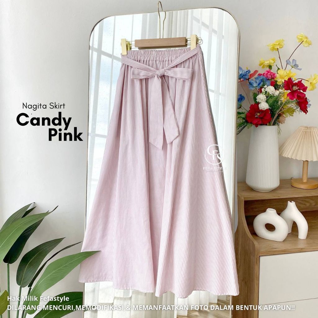 FEFA STYLE - NAGITA SKIRT SALUR PREMIUM - Rok wanita motif salur - rok korea salur mayung