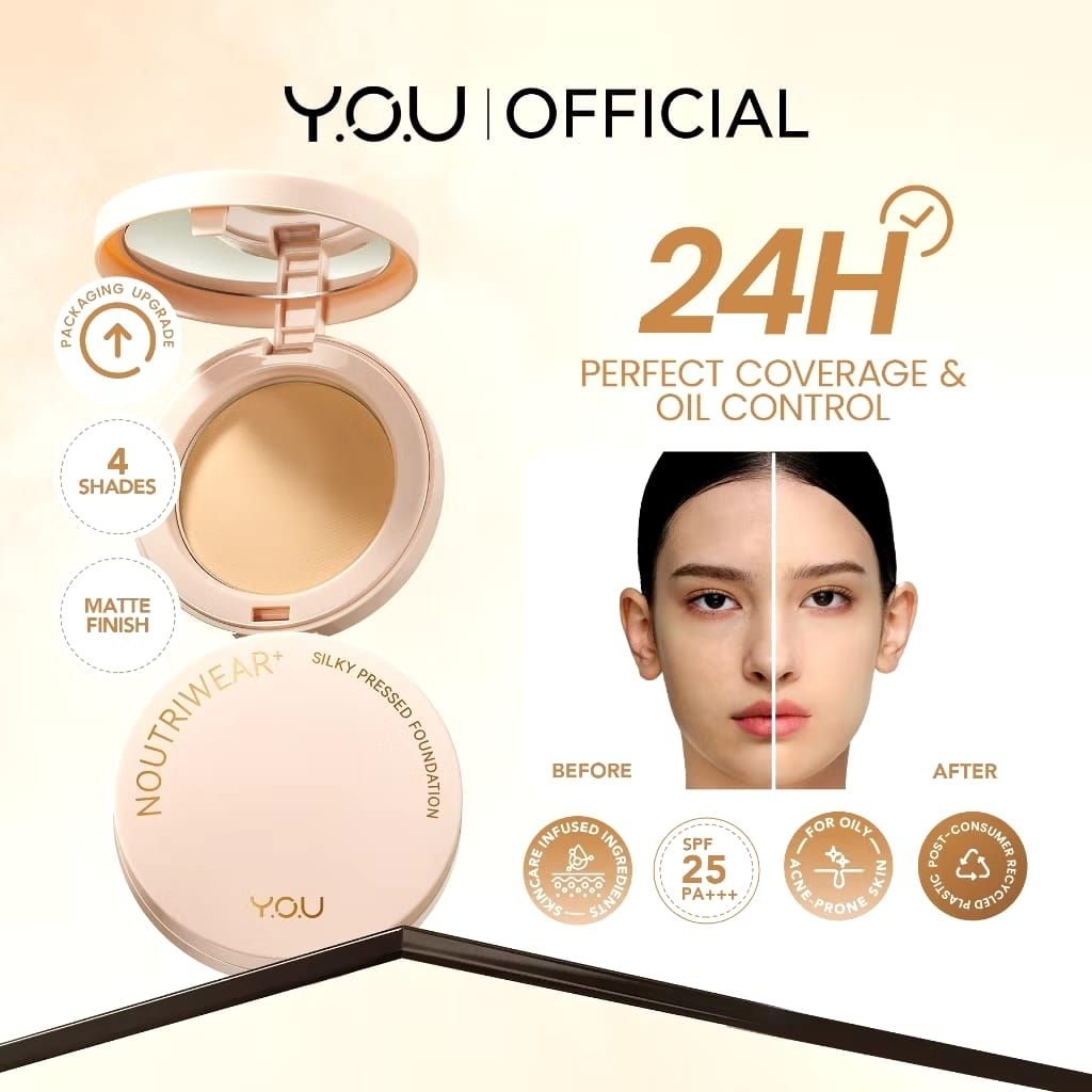 Y.O.U YOU - [ NEW PACKAGING ] Y.O.U YOU Noutriwear Silky Pressed Foundation - NoutriWear Silky Press