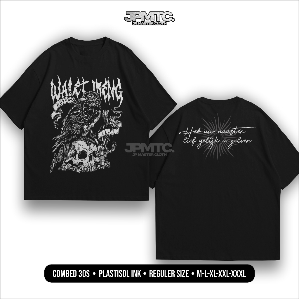 Kaos Walet Ireng Heb Uw Sablon Plastisol Bahan Combed