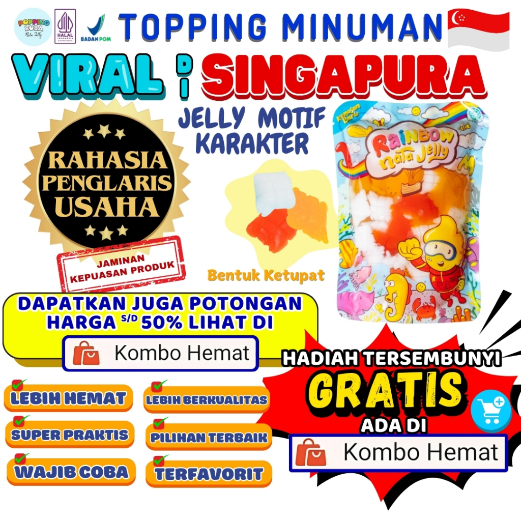 Jelly Motif Karakter Topping Minuman - Jelly Bentuk Ketupat Cocok Untuk Semua Minuman
