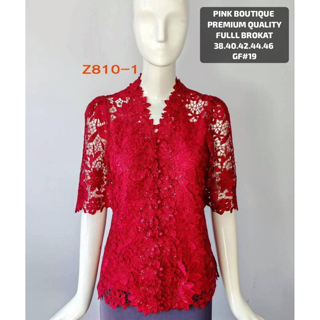 ATASAN BRUKAT PINK BOUTIQUE Z810-1 WANITA ATASAN KEBAYA KANCING DEPAN