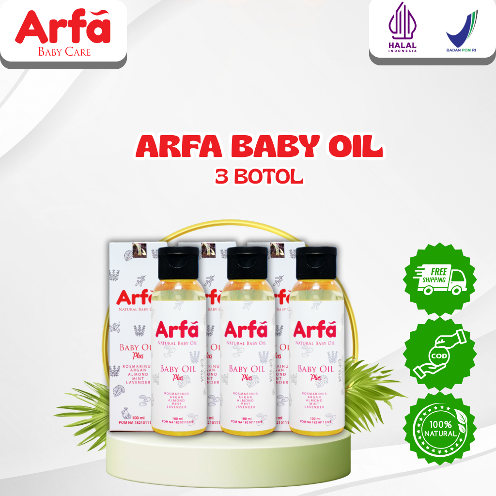 ARFA BABY OIL 3 BOTOL - Arfa Baby Oil Menghangatkan dan Menjaga Kulit Sikecil Setiap Hari