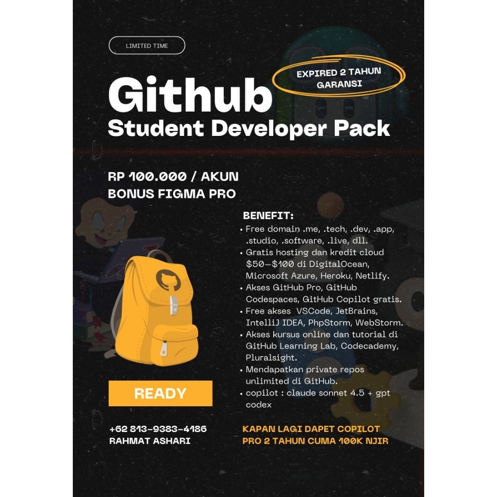 Github Student Pack & Copilot Pro paket lengkap 2 tahun garansi
