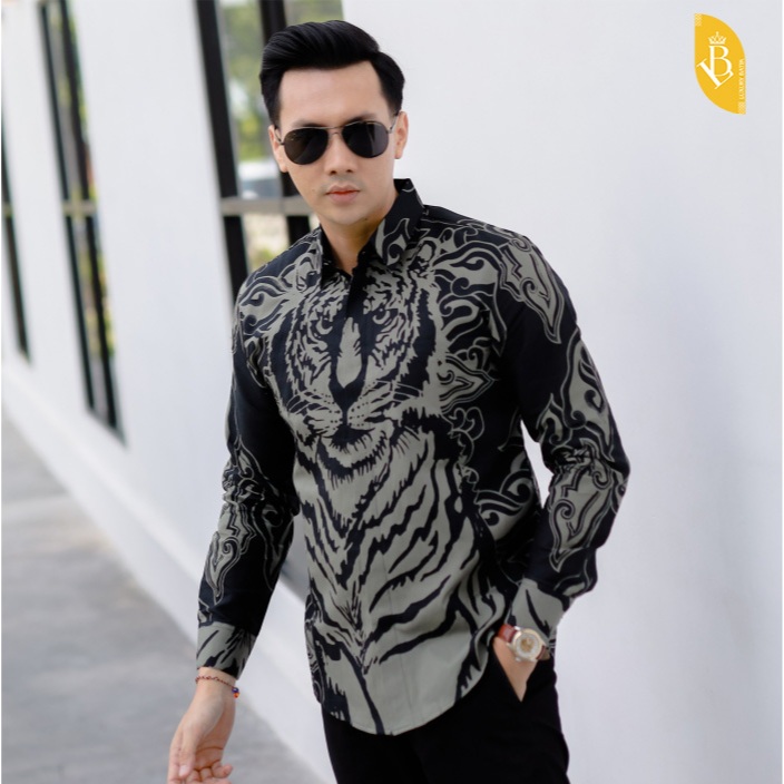 Kemeja Batik Pria Lengan Panjang Motif Slimfit Motif Simo Putih Luxury Batik
