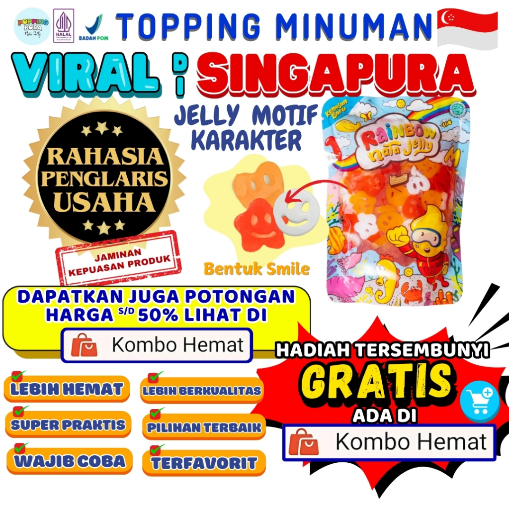 Jelly Motif Karakter Topping Minuman - Jelly Bentuk Smile Cocok Untuk Semua Minuman