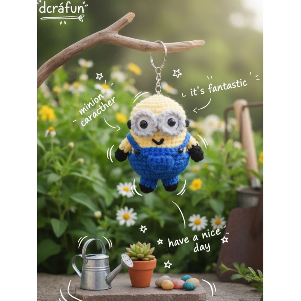 minion amigurumi keychain crochet| boneka minion | rajutan minion | gantungan minion bob | minion cr