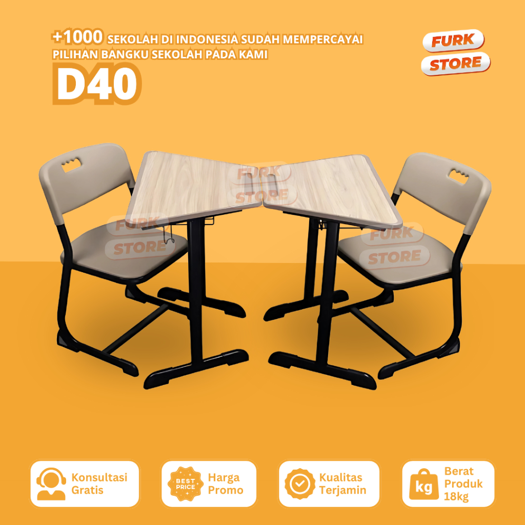 Kursi Sekolah Modern Tipe D40 – meja dan kursi sekolah | set meja sekolah | meja kursi sekolah sma |