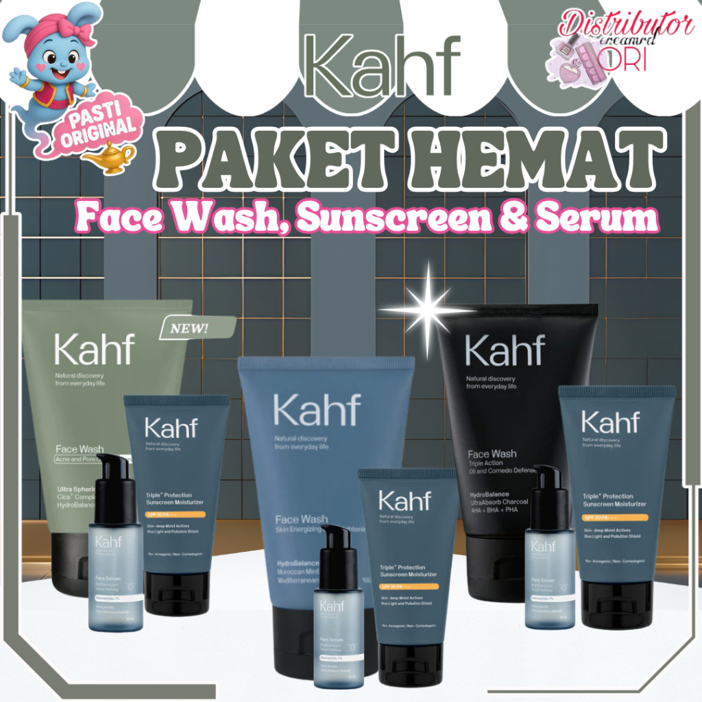 Kahf Paket Bundling Face Wash, Sunscreen & Serum | BPOM | ORIGINAL |