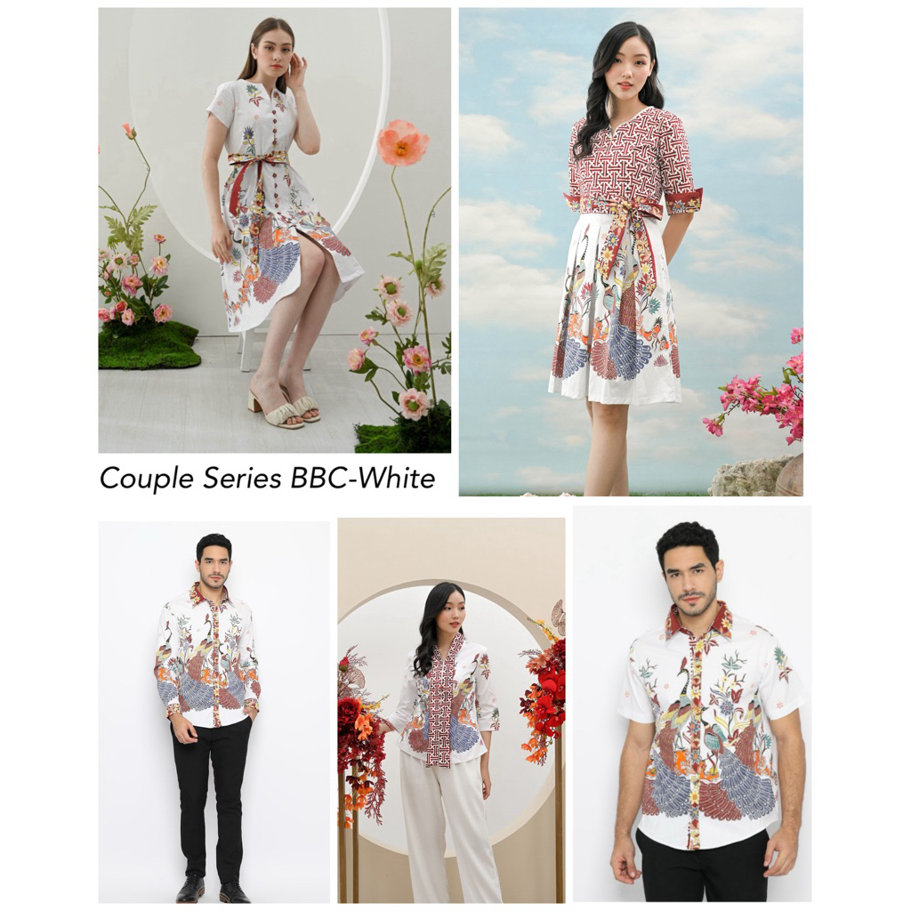 Couple Set Family BBC Warna Putih / Batik Couple / Batik Sarimbit / Seragam Batik / Batik Kantor / A