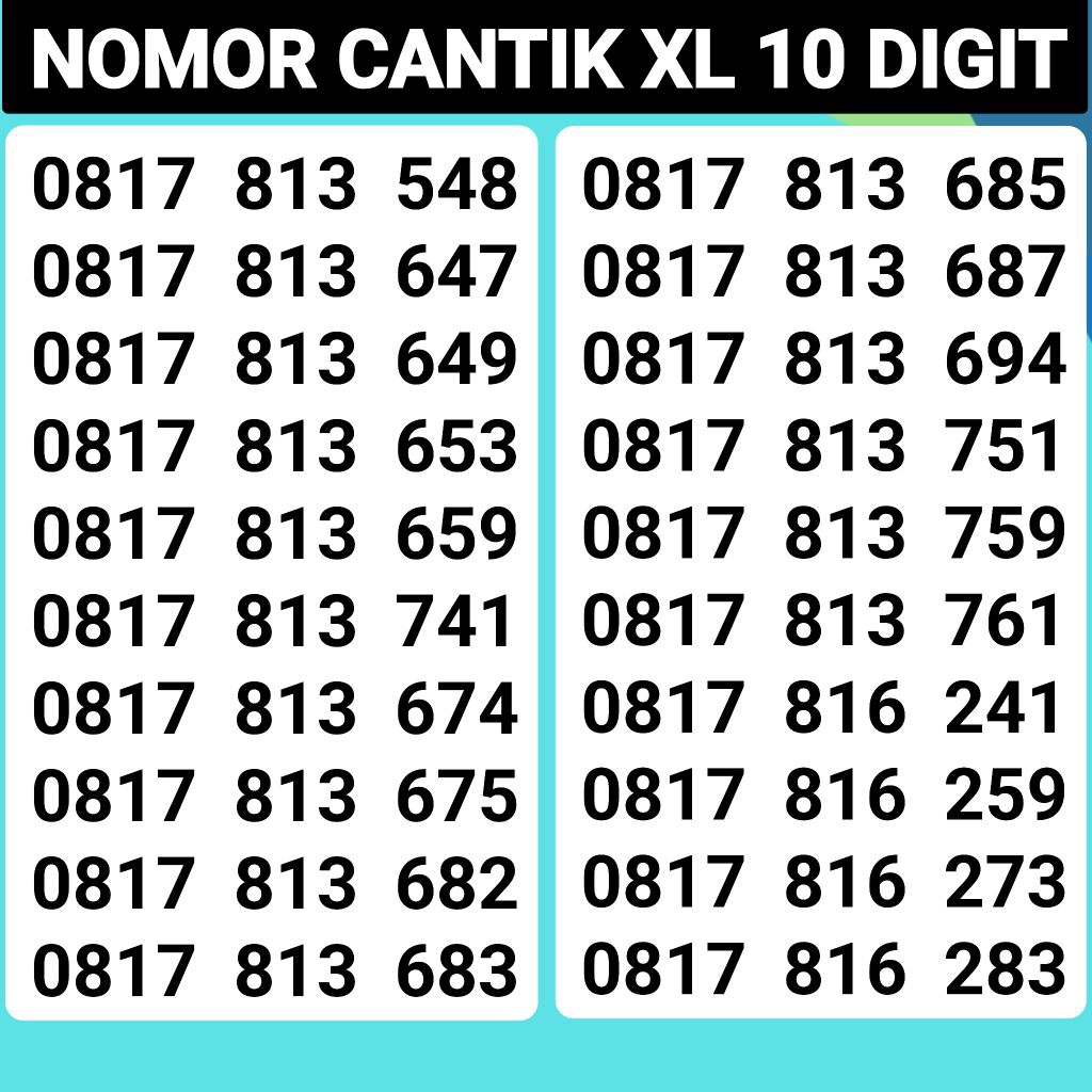NOMOR CANTIK XL 10 DIGIT NOMOR XL 10 DIGIT PRABAYAR ISI ULANG