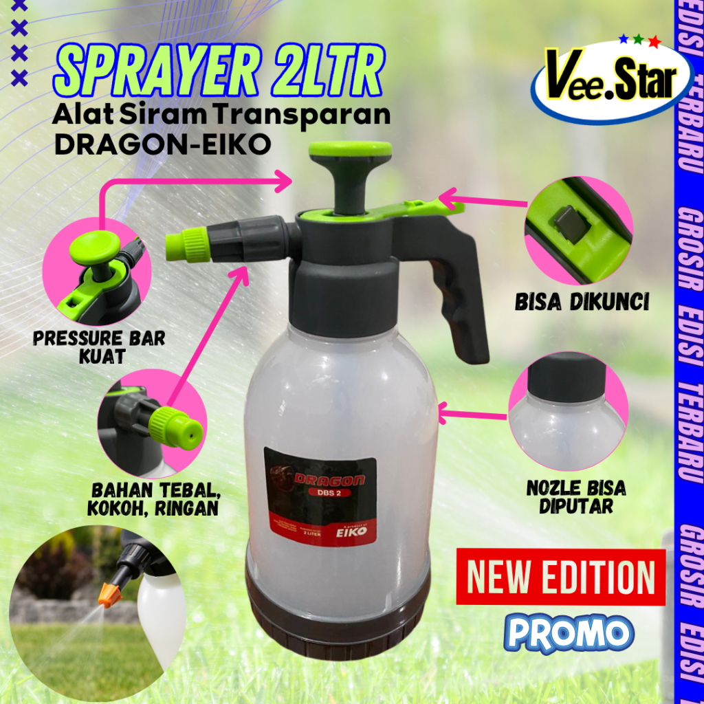 Presure Sprayer 2 Liter DRAGON EIKO / Hand Sprayer 2 Liter / Semprotan  Tanaman Burung 2 Liter - Tra