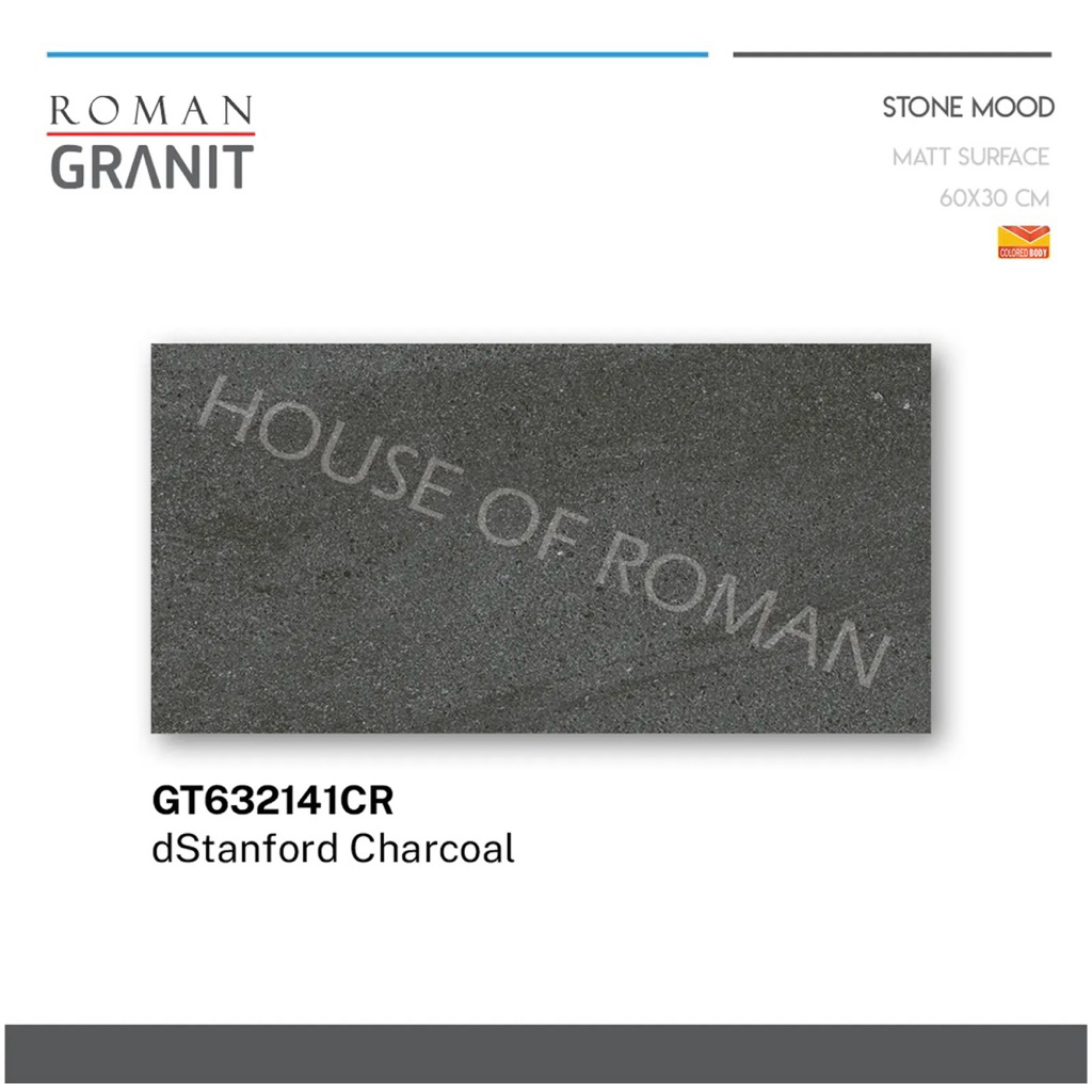 Roman Granit dStanford Series/Roman dStanford Black/Keramik Motif Batu Alam/Keramik Teras 30x60/Batu