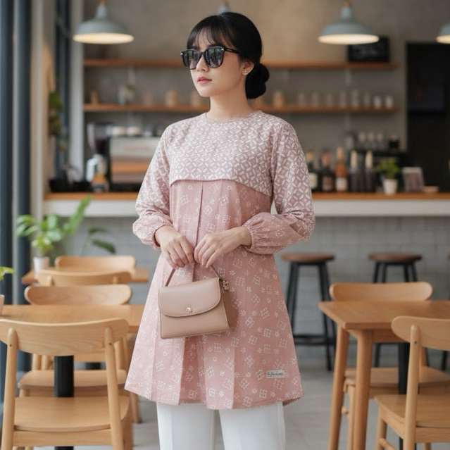 Shanaya Batik Tunik Mauza Garutan  Tunik Kerja Cantik Elegan