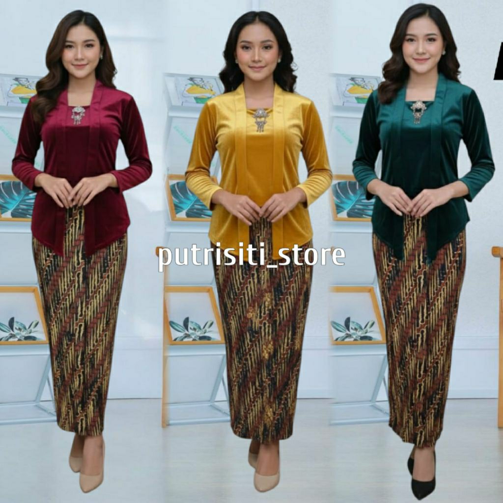 Setelan Kebaya Kutubaru Bludru Clasik-Kebaya Bludru Jawa