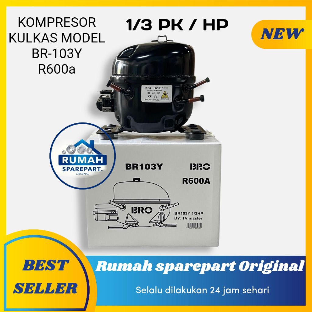 KOMPRESOR KULKAS 1/3 BR-103  R600a Murni Gulungan Tembaga