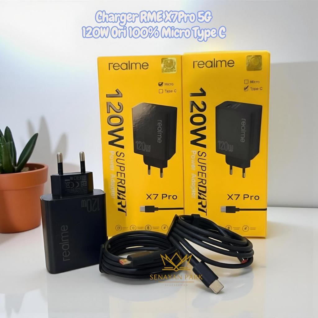 Charger 120W Black Realme X7 Pro 5G Ori100% Casan Set + Kabel Data Micro / Type C Support Fast Charg