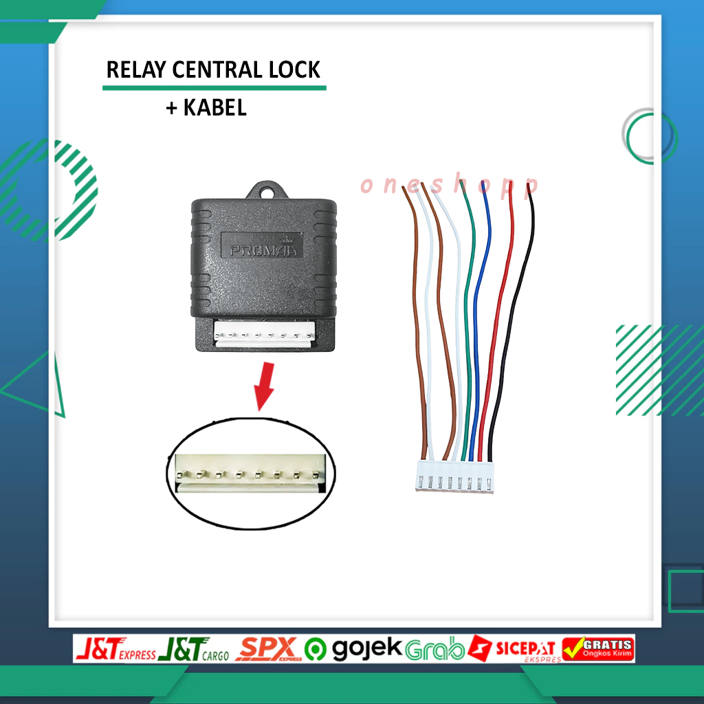 RELAY CENTRAL LOCK SAKLAR MODUL RELAY CENTRAL LOCK PENGUNCIAN MOBIL UNIVERSAL + KABEL