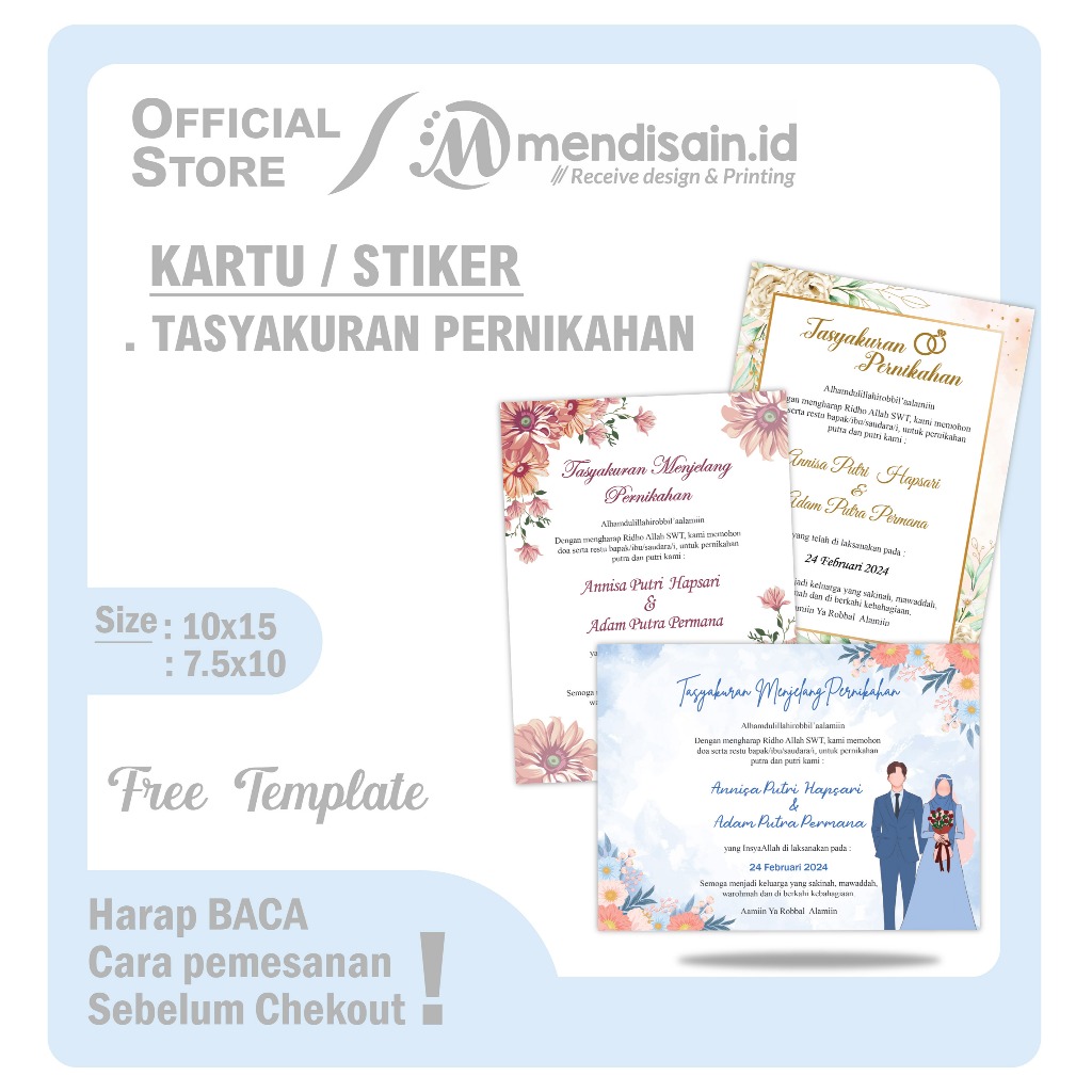 Kartu Tasyakuran Pernikahan - Kartu Menjelang Pernikahan - Kartu Ucapan Pernikahan