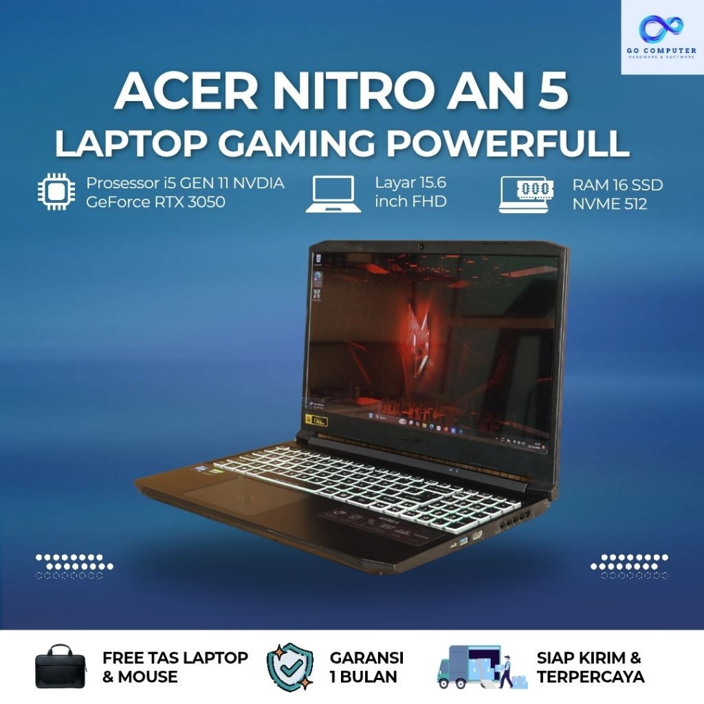 ACER Nitro 5 i5GEN11 RAM 16GB SSD 512GB NVDIA GEFORCE RTX3050