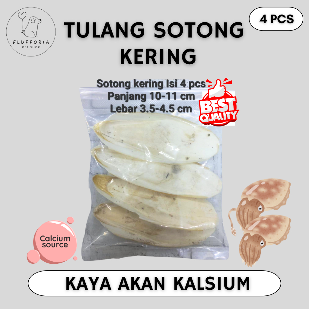 TSK TULANG SOTONG KERING - COCOK UNTUK BURUNG, HAMSTER, REPTIL - ISI 4 PCS