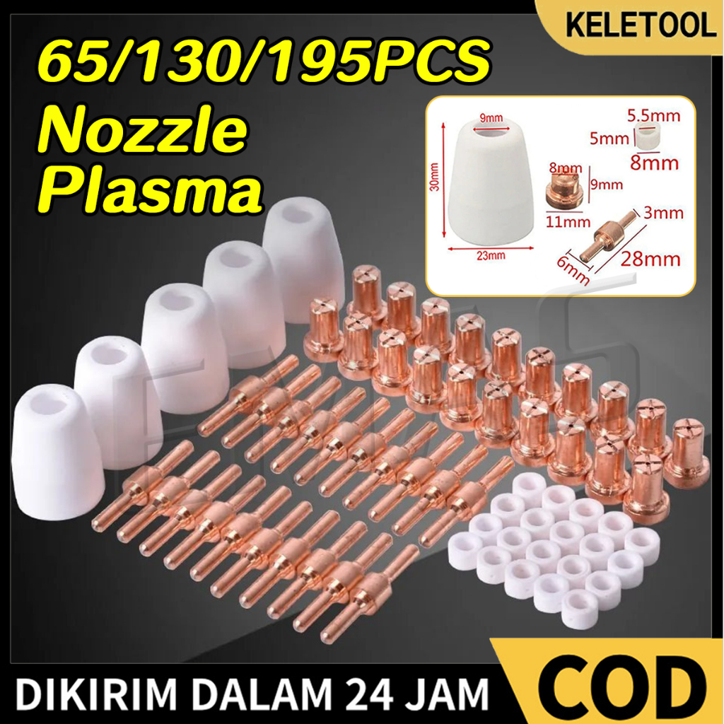 65pcs Plasma Cutter Aksesoris Tip Elektroda  65pcs Tip Plasma Cutter Pt31 Nozzle Plasma Cutter Elekt