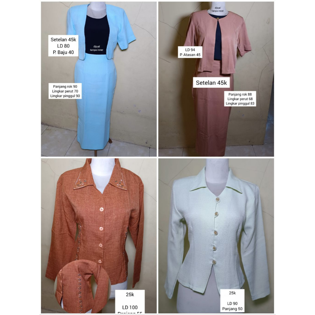 BAJU KERJA PRELOVED WANITA BLAZER, KEMEJA, DRESS, SETELAN KANTORAN FORMAL MURAH BEKAS PEMKAIAN PRIBA