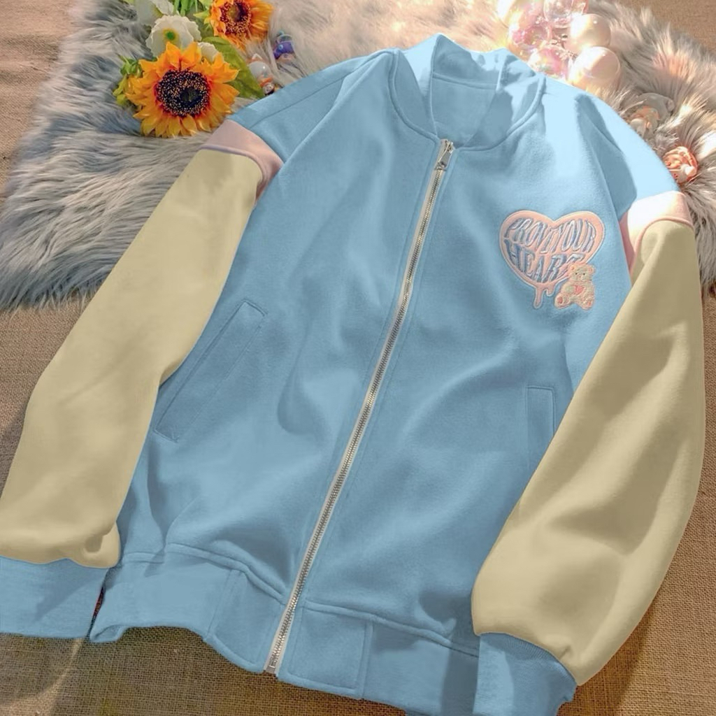 LOVE YOU HEART JAKET BASEBALL VARSITY