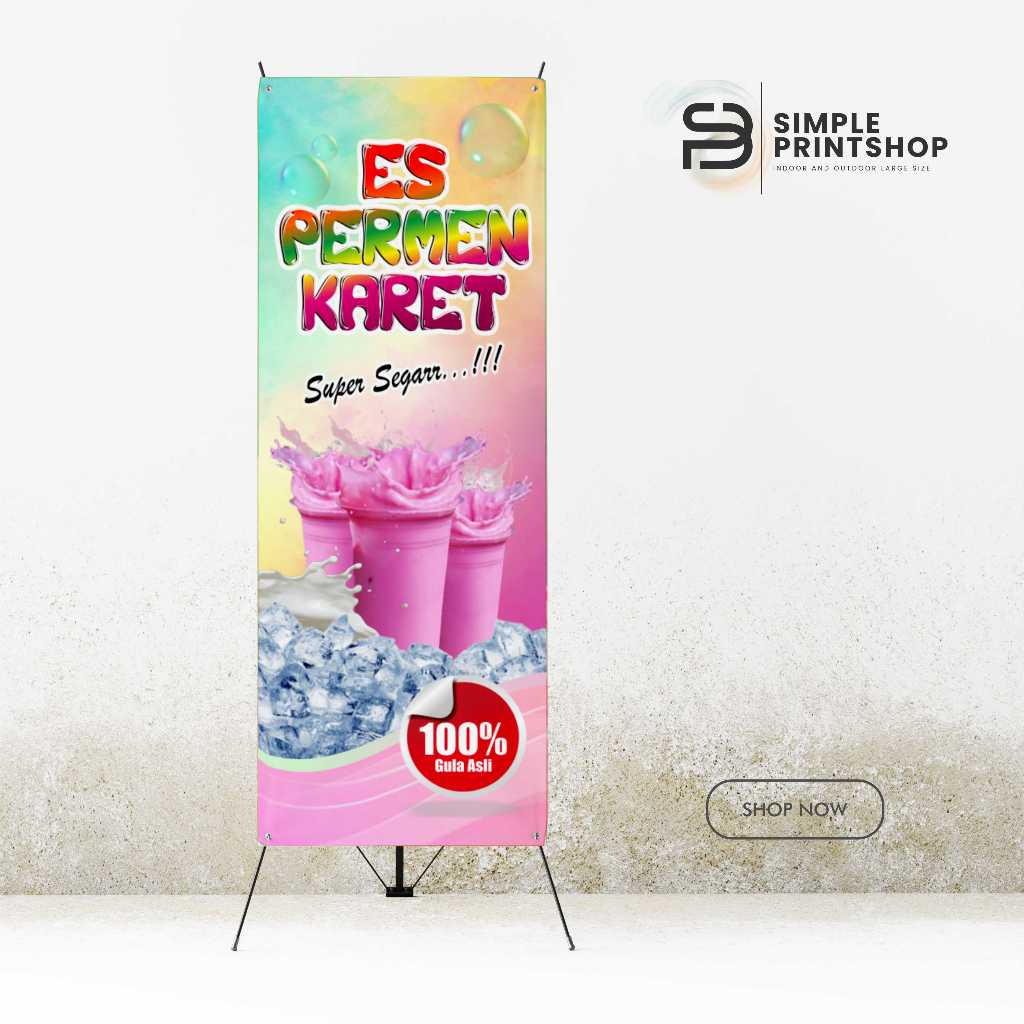 60x160 cm cetak spanduk banner es permen karet custom desain