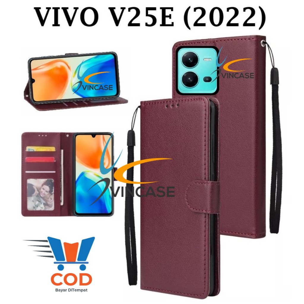 VIVO V25E (2022) FLIP LEATHER CASE PREMIUM - FLIP WALLET CASE KULIT UNTUK VIVO V25E (2022) - CASING 
