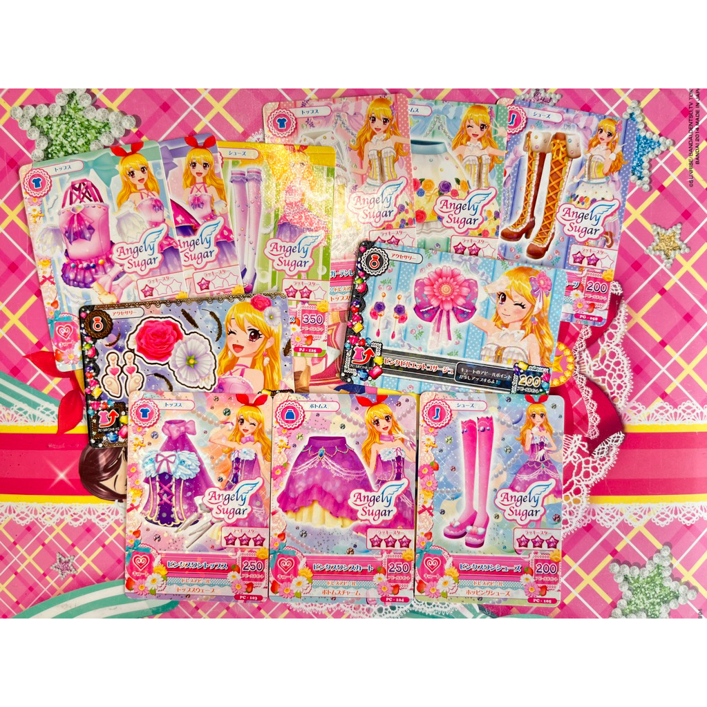 Kartu Aikatsu Promotion Jepang Angely Sugar Ichigo Pink Swan Twinkle Angel Pansy Garden Set Original