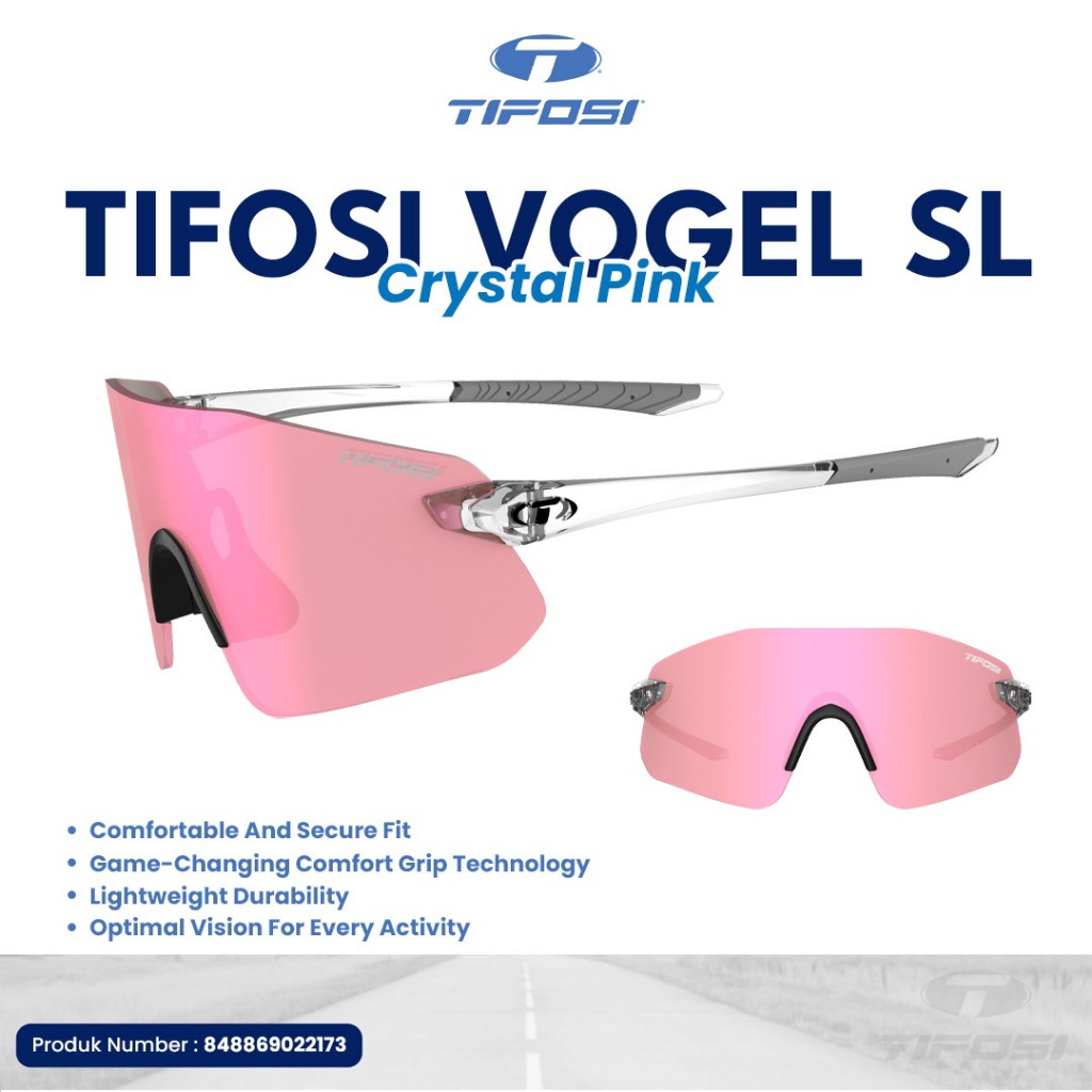 Kacamata Hitam - Kacamata Lari - Tifosi Vogel SL Crystal Clear Smoke Pink Mirror Kacamata Olahraga A