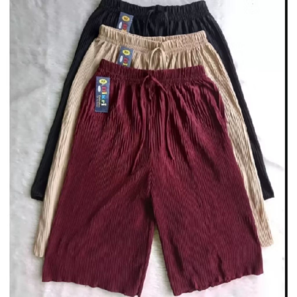 Celana wanita plisket lidi pendek 7/8 dibawah lutut | Celana harian pendek Plisket wanita dibawah lu