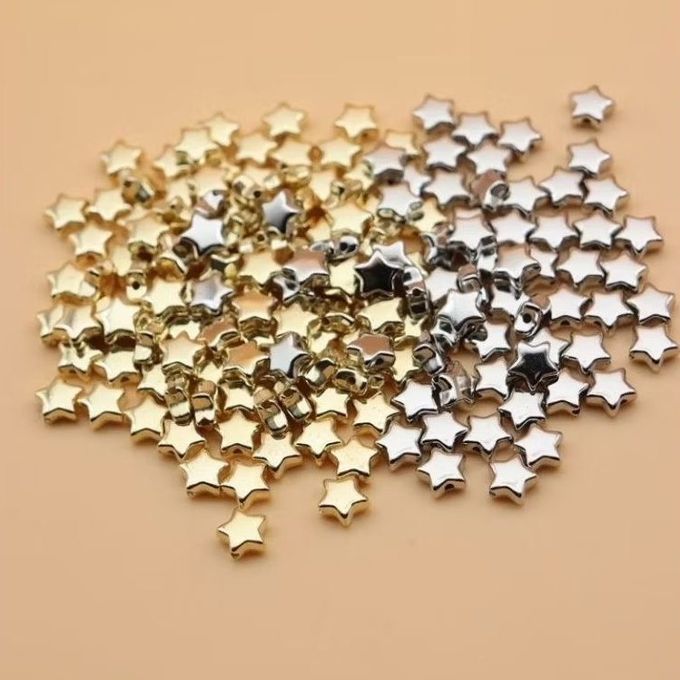 (50 pcs) manik CBB bintang silver gold 6mm || manik CBB pandora bintang