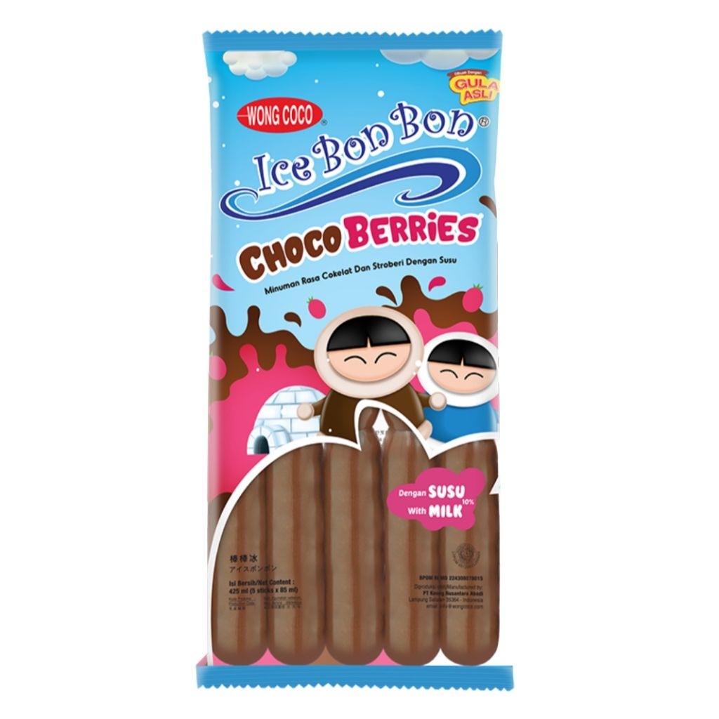 Wong Coco Es Bon Bon Cokelat Stroberi 5 x 85 g