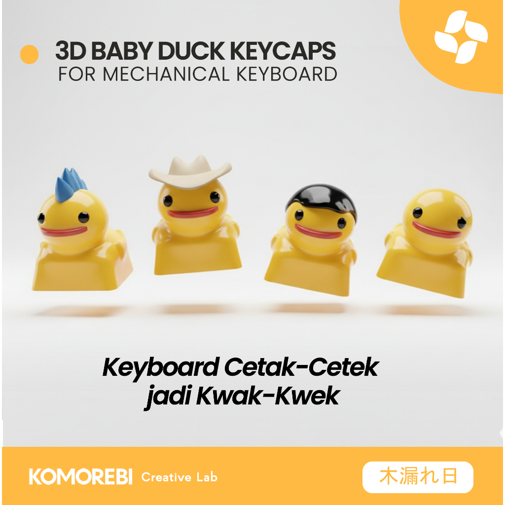 Keycaps 3D Baby Duck Karet Bebek Lucu Varian Punk Coboy Elvis Botak Keycap Mechanical Keyboard Artis