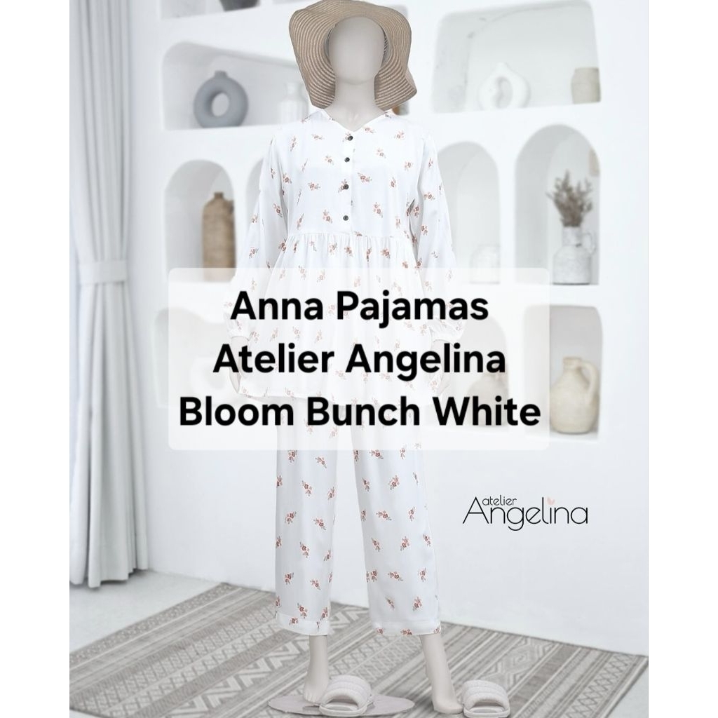 ANNA PAJAMAS Bloom Bunch White ATELIER ANGELINA PARIS VISCOSE One Set Rayon Premium