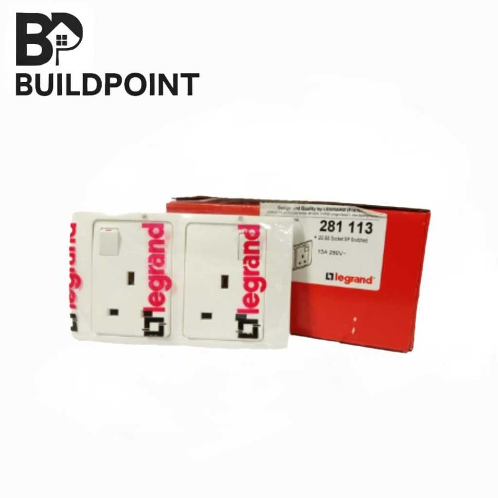 Legrand 281113 13A 250V 2Gang Switch Socket Outlet (White) Mallia Series