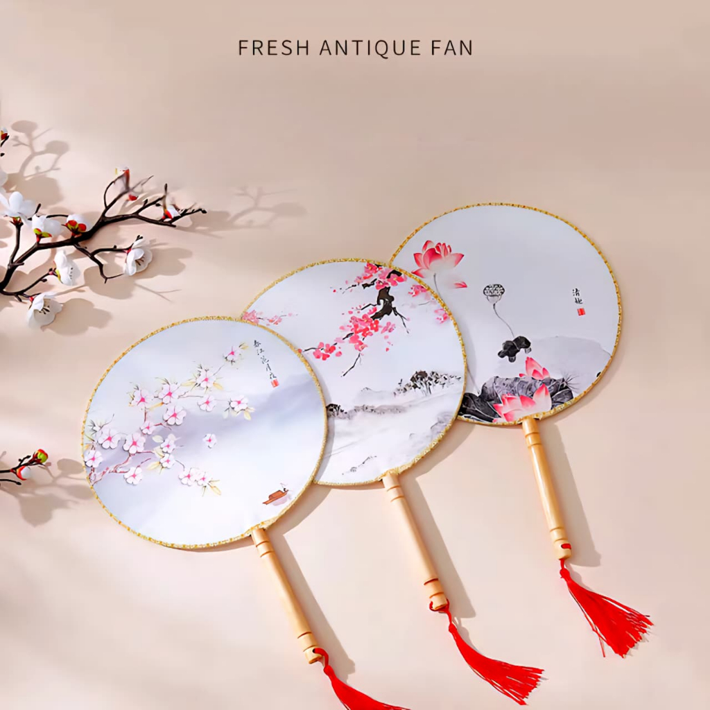 Kipas Kain Bulat Premium Kipas Sangjit Kipas Imleki