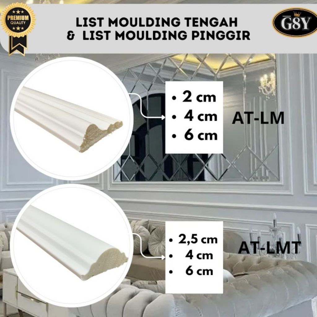 List Moulding PVC Dinding Putih 3m Tahan Air Anti Rayap / List Wallmoulding PVC Putih 3m / List PVC 