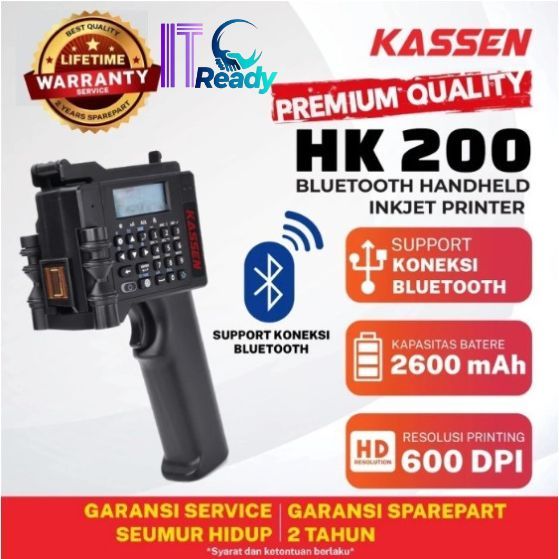 Kassen HK200 Inkjet Printer Pencetak Tanggal Expired HD2000 Bluetooth - Kassen HK-200