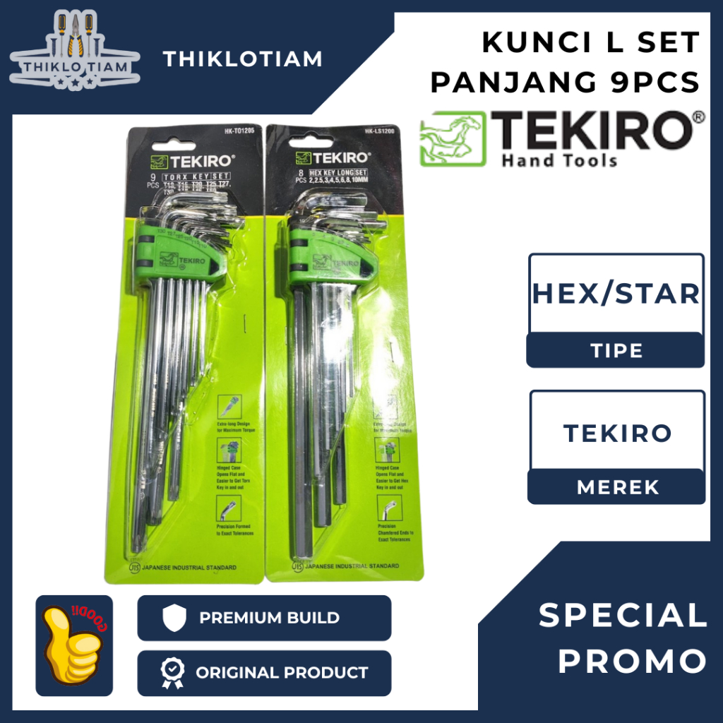 [TLH]KUNCI L SET TEKIRO PANJANG 8PCS SEGI / 9PCS BUNGA 2-10MM HEX KEY LONG T10-T50 TORX KEY ORIGINAL