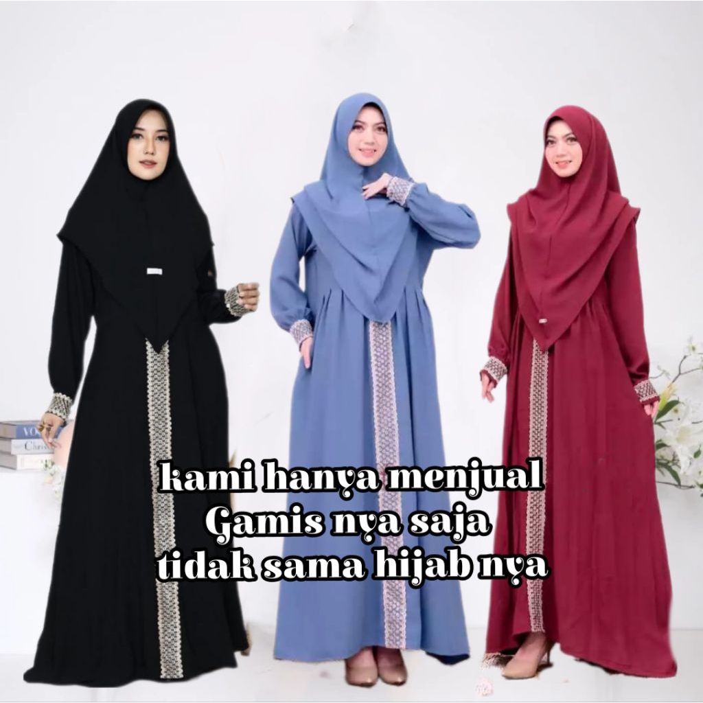 Gamis Lebaran idulfitri 2026 versi terbaru/Gamis Crinkle maxi panjang Ful varian renda bordir Kekini