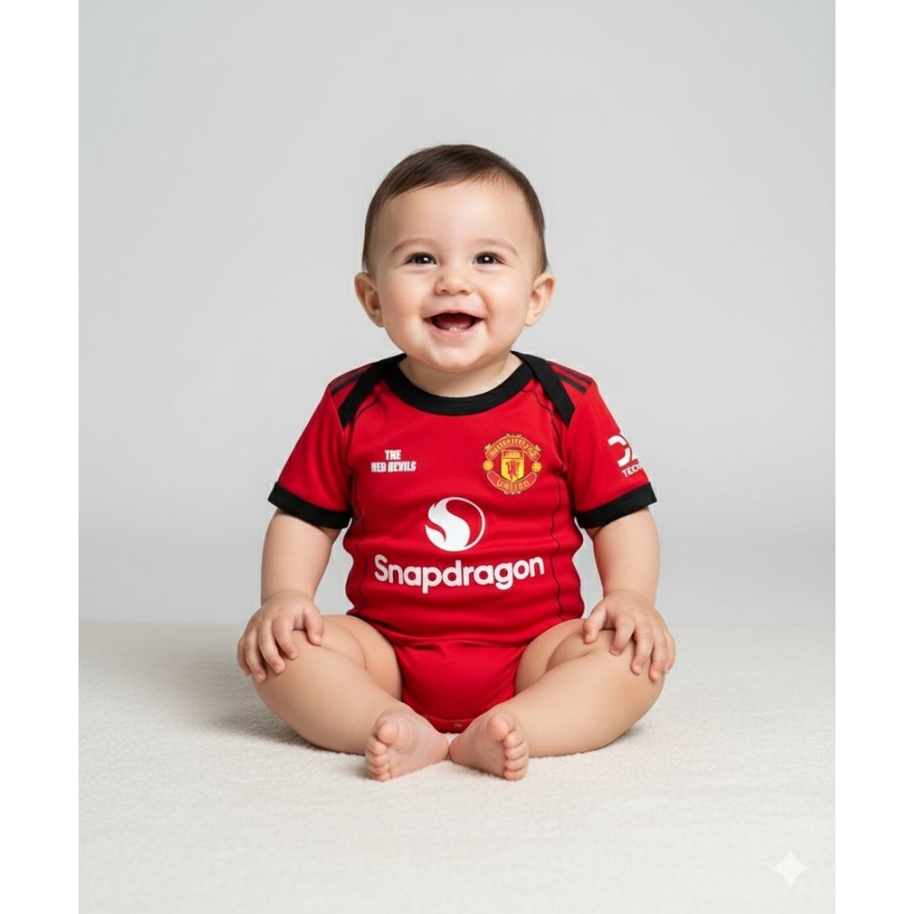 baju bayi bola jumpsuit manchester united home Merk happy pupu