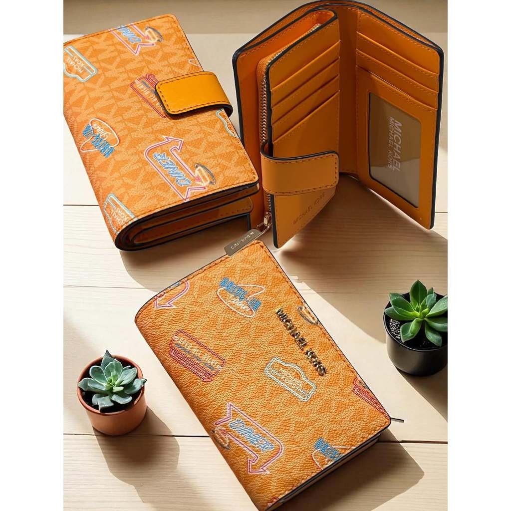 dompet lipat cewek michael kors orange kd002 reday stock