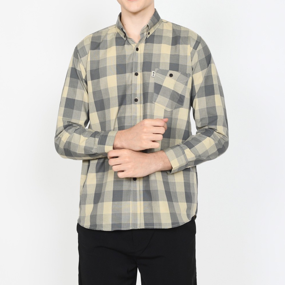 Kemeja Pria Hem Lengan Panjang Kotak-Kotak 045