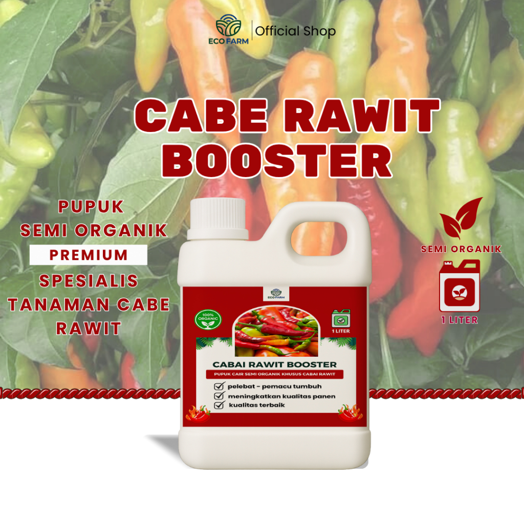 ECOFARM - BOOSTER CABE 1 Liter - Pupuk organik Cair dan ZPT Khusus tanaman cabe & Pelebat cabe  1 L